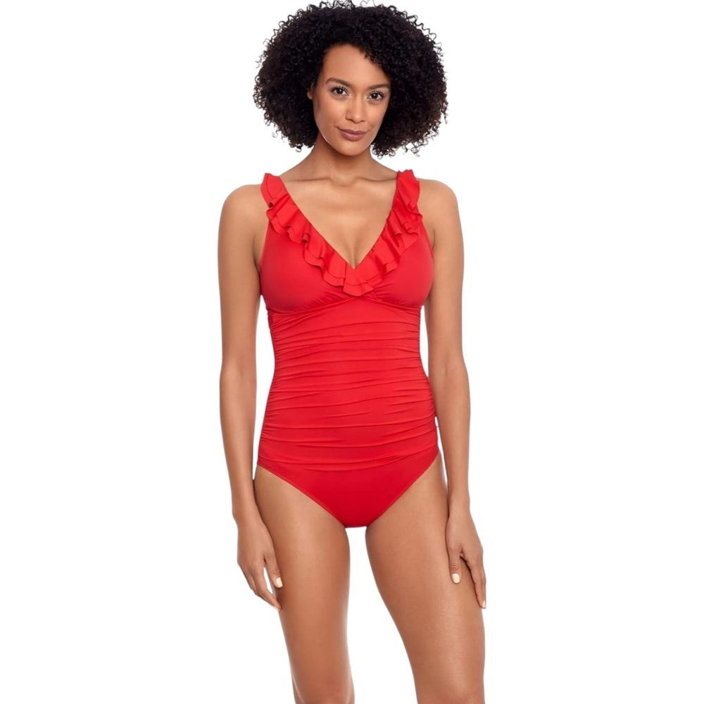Lauren Ralph Lauren Beach Club Ruffled One Piece Swimsuit Size 8